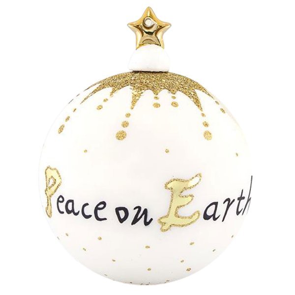 Χριστουγεννιάτικη Πορσελάνινη Χειροποίητη Μπάλα "Peace on Earth" (10cm)